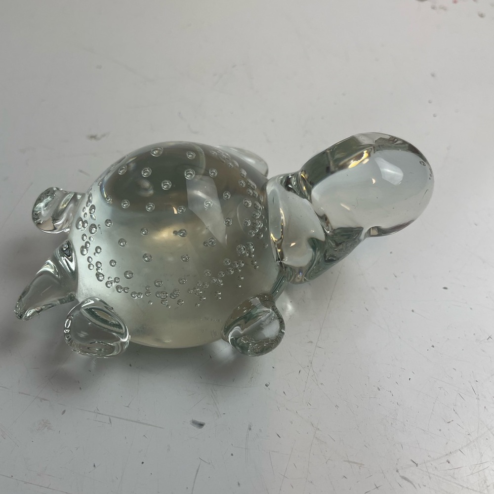 Clear Glass Turtle Paperweight
